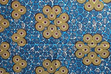 Preview: YELLOW MINI CIRCLES Waxprint Stoff